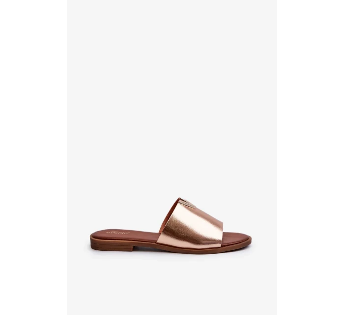 Dámske ploché papuče na podpätku z ekokože, zlaté Maliha