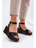 Sandały Damskie Na Koturnie Czarne Efrina