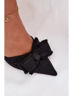 Dámske sandále na podpätku s mašľou Black Hestia Dámske sandále na podpätku s mašľou Black Hestia