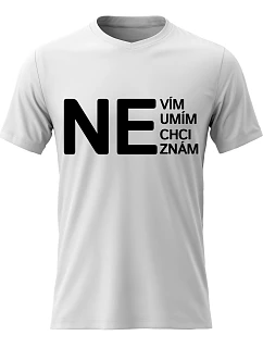 Pánské bavlněné tričko s potiskem - NE - bílé