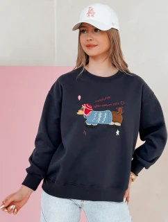 Dámska nadrozmerná vyšívaná mikina DOGSWEETY navy blue FashionStreet BY1480