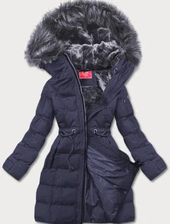 Tmavomodrá dámska zimná bunda s kapucňou (m-21603)
