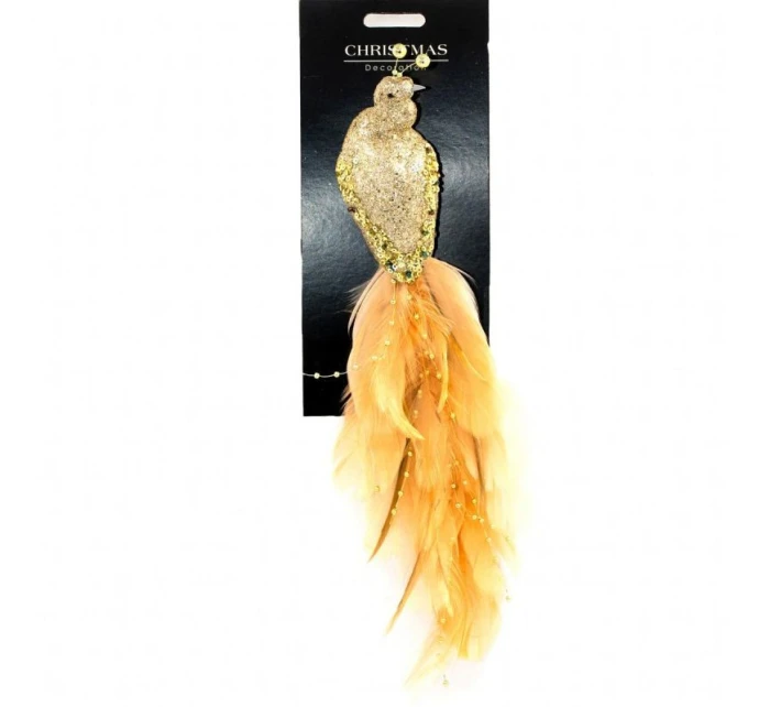 OZDOBNÝ VTÁK NA KLIPE 38CM ZLATÝ