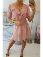 Šaty v páse tmavo púdrovo ružové