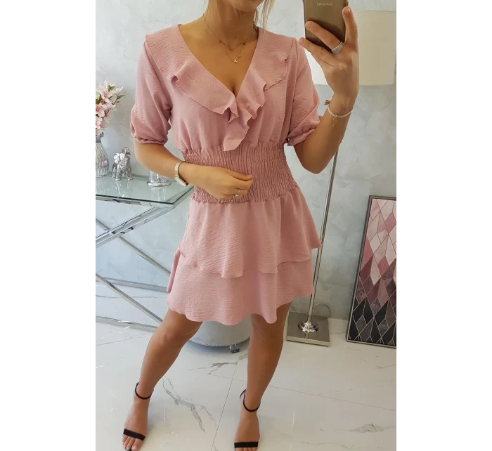 Šaty v páse tmavo púdrovo ružové