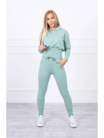 Komplet z szerokimi ściągaczami ciemny miętowy Komplet z szerokimi ściągaczami ciemny miętowy