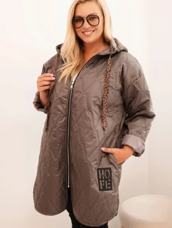 Dámska prešívaná bunda s kapucňou a HOPE cappuccino