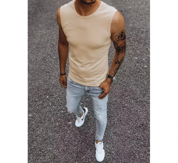 Pánské tričko bez rukávů s potiskem béžové Dstreet model 21965038 - FashionStreet