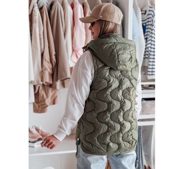 Dámská přechodná prošívaná vesta zelená Dstreet model 21987031 - FashionStreet
