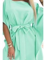 287-31 SOFIA Dámske šaty s motýlikom a viazaním v páse - MINT 287-31 SOFIA Dámske šaty s motýlikom a viazaním v páse - MINT