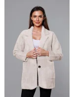 Krátky béžový vlnený prehoz cez oblečenie typu alpaka (7108-1)