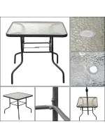 SET ZÁHRADNÉHO NÁBYTKU SYDNEY STÔL 4 STOLIČKY A SLNEČNÍK SIVÝ