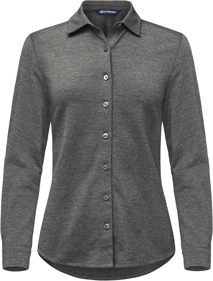 Cutter & Buck Advantage Shirt Women – blúzka s dlhými rukávmi z piqué 68.2411 antracitová melírovaná Cutter & Buck Advantage Shirt Women – blúzka s dlhými rukávmi z piqué 68.2411 antracitová melírovaná