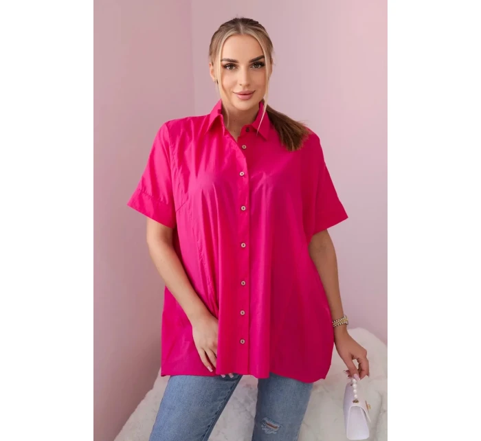 Bavlněná košile s krátkým rukávem fuchsie