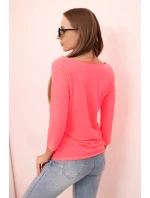 Dámska blúzka s lodičkovým výstrihom ružová neónová