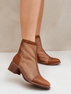 Síťované Dámské Boty Na Podpatku Hnědé model 21683781 - Boto