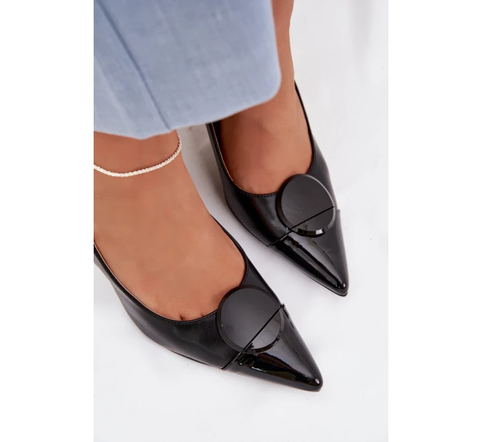 Dámské sandály na podpatku s ozdobným detailem Černé Mariae