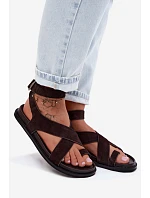 sandály z přírodního semiše  Čokoládové model 22140913 - D&A