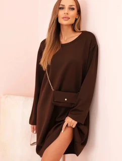 Dámské šaty volného střihu s na řetízku Tmavě fialová model 21470044 - Kesi