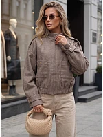 Krótka kurtka damska z stójką taupe model 22341054 - FashionStreet