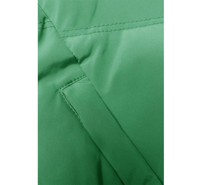 Zelená dámska vesta so stojačikom a kapucňou (23-011)