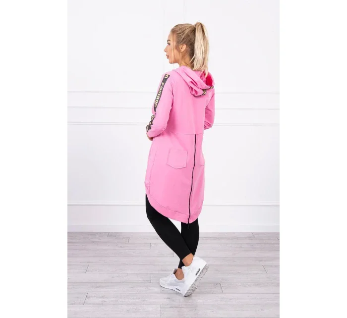 Mikina so zipsom na chrbte svetlo ružová