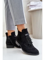 Zateplené Nízké Boty S Dekorací Na Zip Černé model 21675901 - S.Barski Zateplené Nízké Boty S Dekorací Na Zip Černé model 21675901 - S.Barski