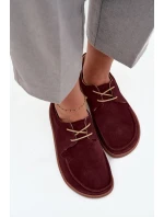 Półbuty Damskie Typu Barefoot Z Naturalnego Zamszu Zazoo 327 Bordowe