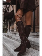 Damskie Kozaki Kowbojki Ze Zdobieniem Na Słupku Czekoladowe Darella Damskie Kozaki Kowbojki Ze Zdobieniem Na Słupku Czekoladowe Darella