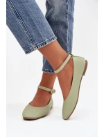 Dámské baleríny s páskem a sponou Zelené model 21747615 - Boto