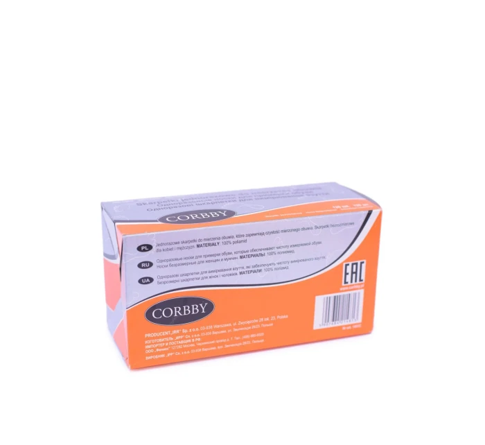 Skarpetki jednorazowe do mierzenia obuwia 120 sztuk Corbby