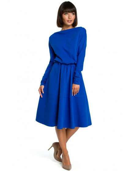 B087 Priliehavé midi šaty - kráľovská modrá