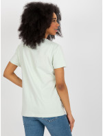 Svetlé mätové tričko s aplikáciou a výrezom