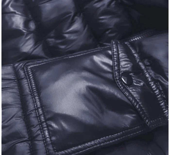 Dámska krátka zimná bunda tmavomodrá (YP-20129-55)