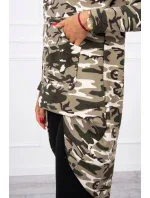 Mikina s dlhým chrbtom moro khaki+ecru