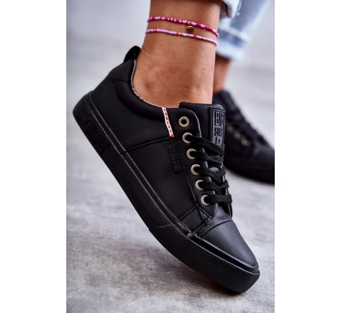 Niskie Damskie Skórzane Trampki Big Star KK274006 Czarne