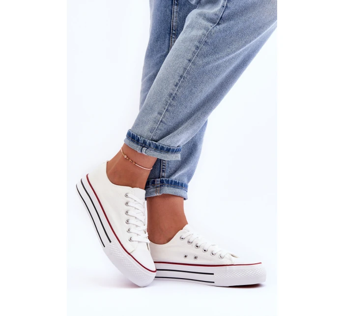 Trampki Klasyczne Niskie Na Platformie Białe Jazlyn