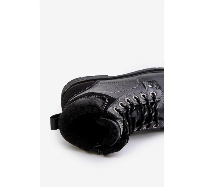 Ocieplane Trapery Męskie Z Eko Skóry Czarne Venredia