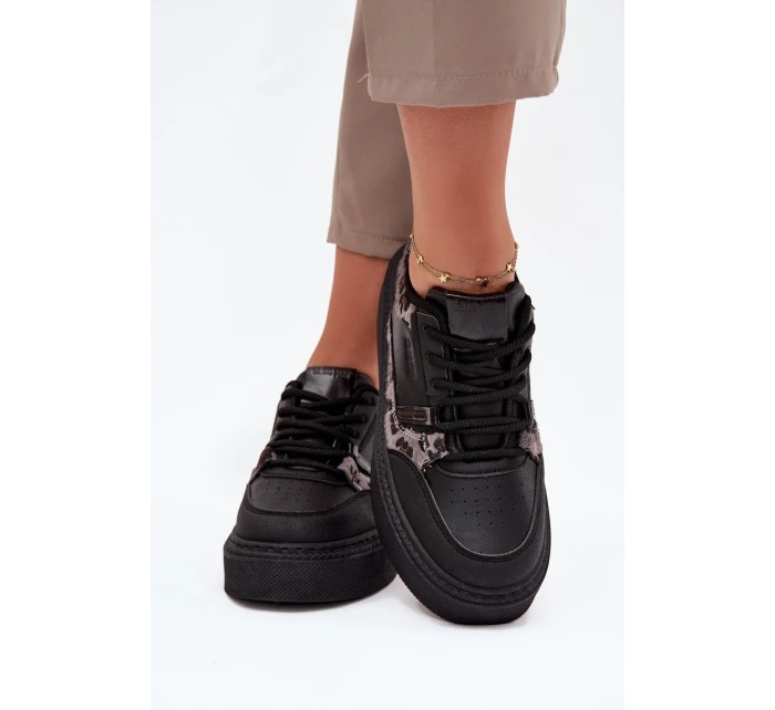 Damskie Sneakersy Na Platformie Big Star SS274358 Panterka Czarne Damskie Sneakersy Na Platformie Big Star SS274358 Panterka Czarne