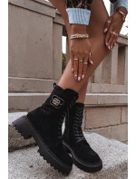 Botki Wokrery Damskie Z Ozdobnym Elementem Ocieplane Czarne Kalindra