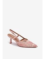 Sandály na podpatku s květinami Růžové Kelmira