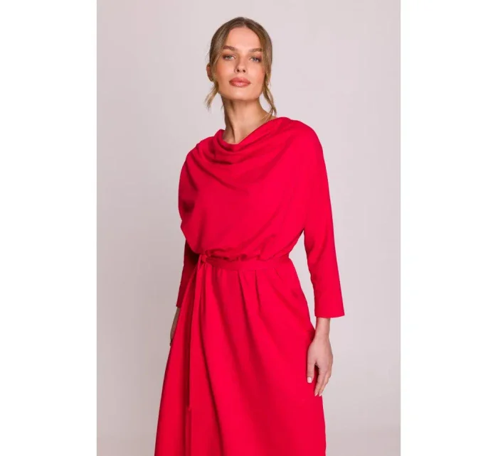 S403 Pletené šaty v nadmernej veľkosti - červené