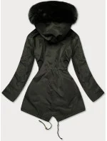 Dámska zimná bunda s kapucňou khaki (b531-11)