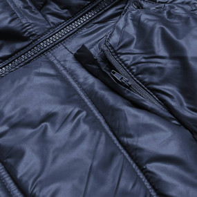 Tmavomodrá prešívaná dámska bunda pre prechodné obdobie (H-205)