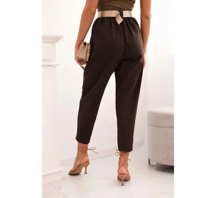 Kalhoty Summer Punto se zapínáním na nohavice hnědý Kalhoty Summer Punto se zapínáním na nohavice hnědý