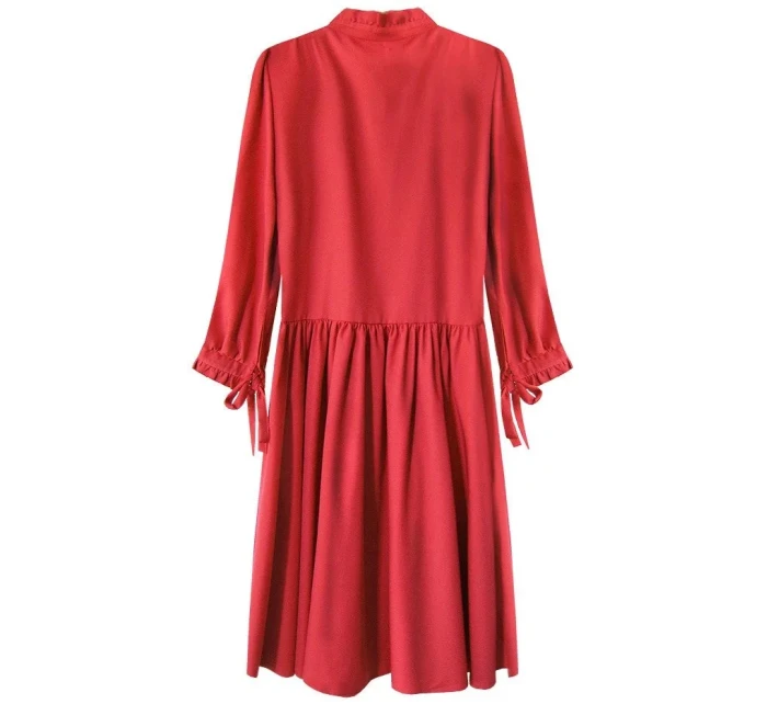 Červené dámské šaty s volánkovým stojáčkem model 7186431 - INPRESS