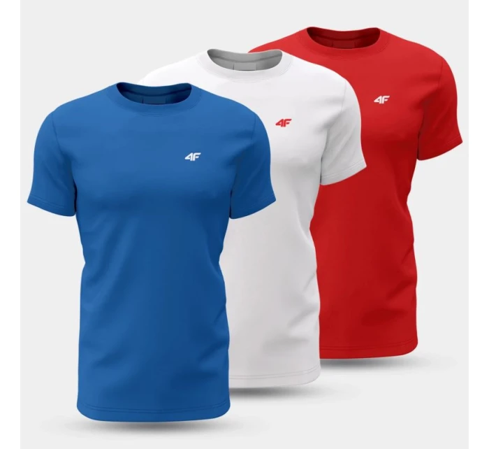 Pánske tričko (SET 3 tričiek) 4F 4FWSS25TTSHM3097-90S pánske Pánske tričko (SET 3 tričiek) 4F 4FWSS25TTSHM3097-90S pánske