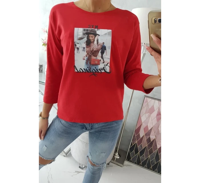 Halenka s potiskem Originální červená Halenka s potiskem Originální červená