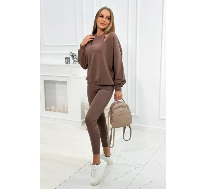 model 19752330 set halenka + top + legíny mocca - K-Fashion model 19752330 set halenka + top + legíny mocca - K-Fashion