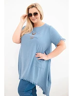 Dámske bavlnené šaty s dlhším chrbtom a vreckom Denim